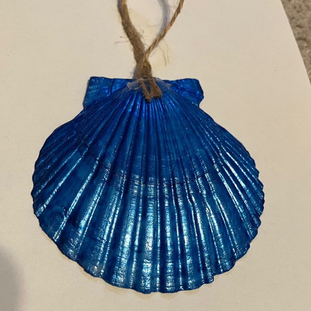 Disney Stitch Handcrafted Shell Ornament Blue Metallic Decoupage - Picture 4 of 4